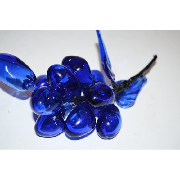 Vtg Grape Cluster Cobalt Blue Hand Blown Glass Mid Century 8” MCM - Picture 4 of 6